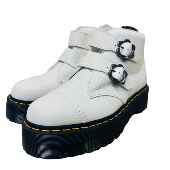 Dr Martens Devon Flower Quad White Boots NEW - Picture 4 of 7